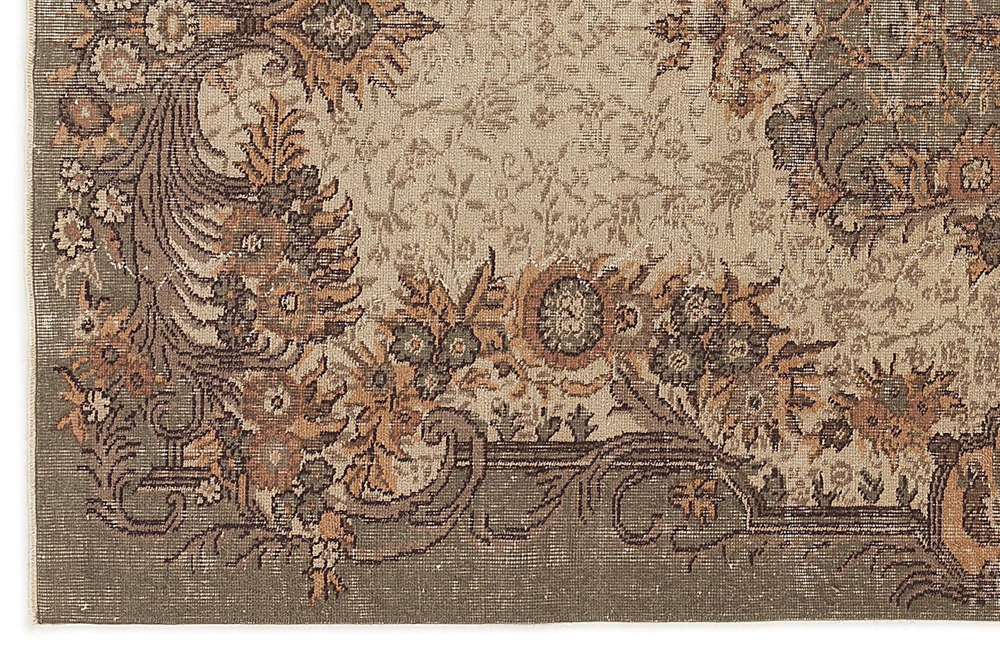 Atina 7652 Beige Vintage Wool Handmade Area Rug 6'0" x 7'11"