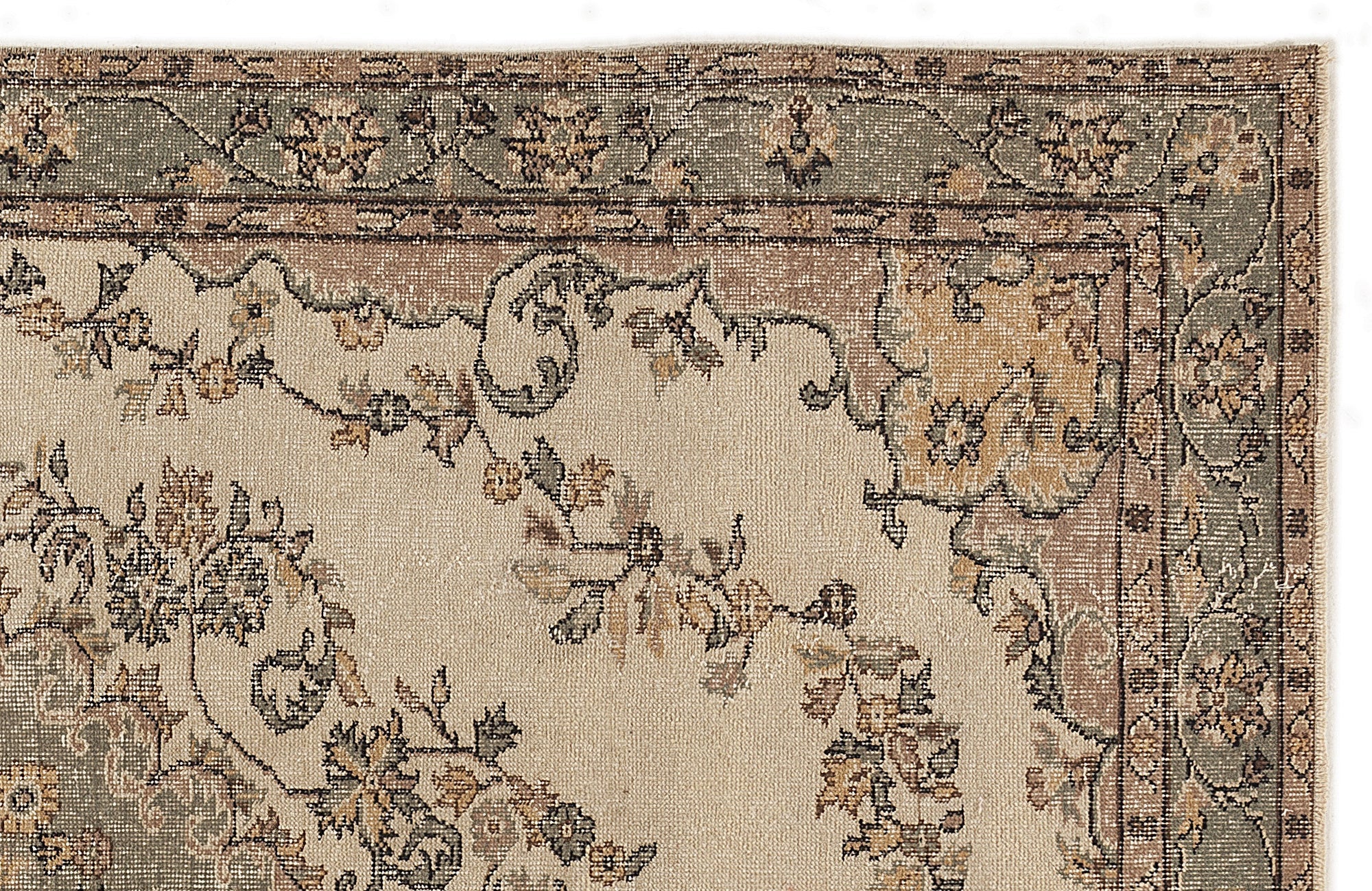 Atina 7690 Beige Vintage Wool Handmade Area Rug 5'7" x 8'11"