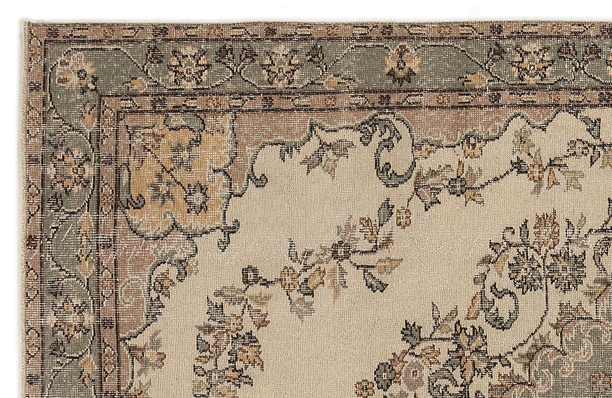 Atina 7690 Beige Vintage Wool Handmade Area Rug 5'7" x 8'11"