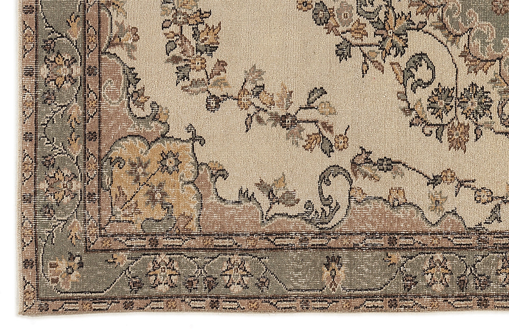 Atina 7690 Beige Vintage Wool Handmade Area Rug 5'7" x 8'11"