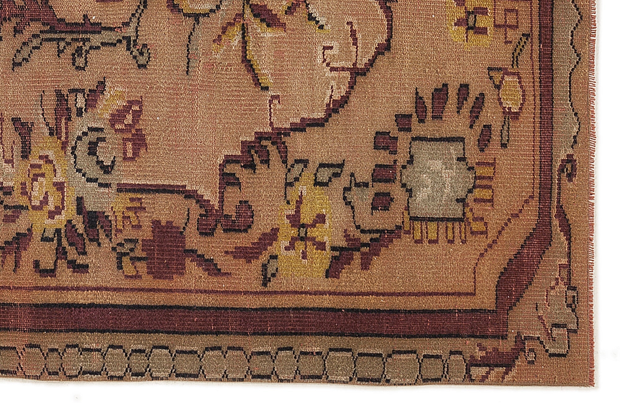 Atina 7713 Beige Vintage Wool Handmade Area Rug 5'9" x 9'2"