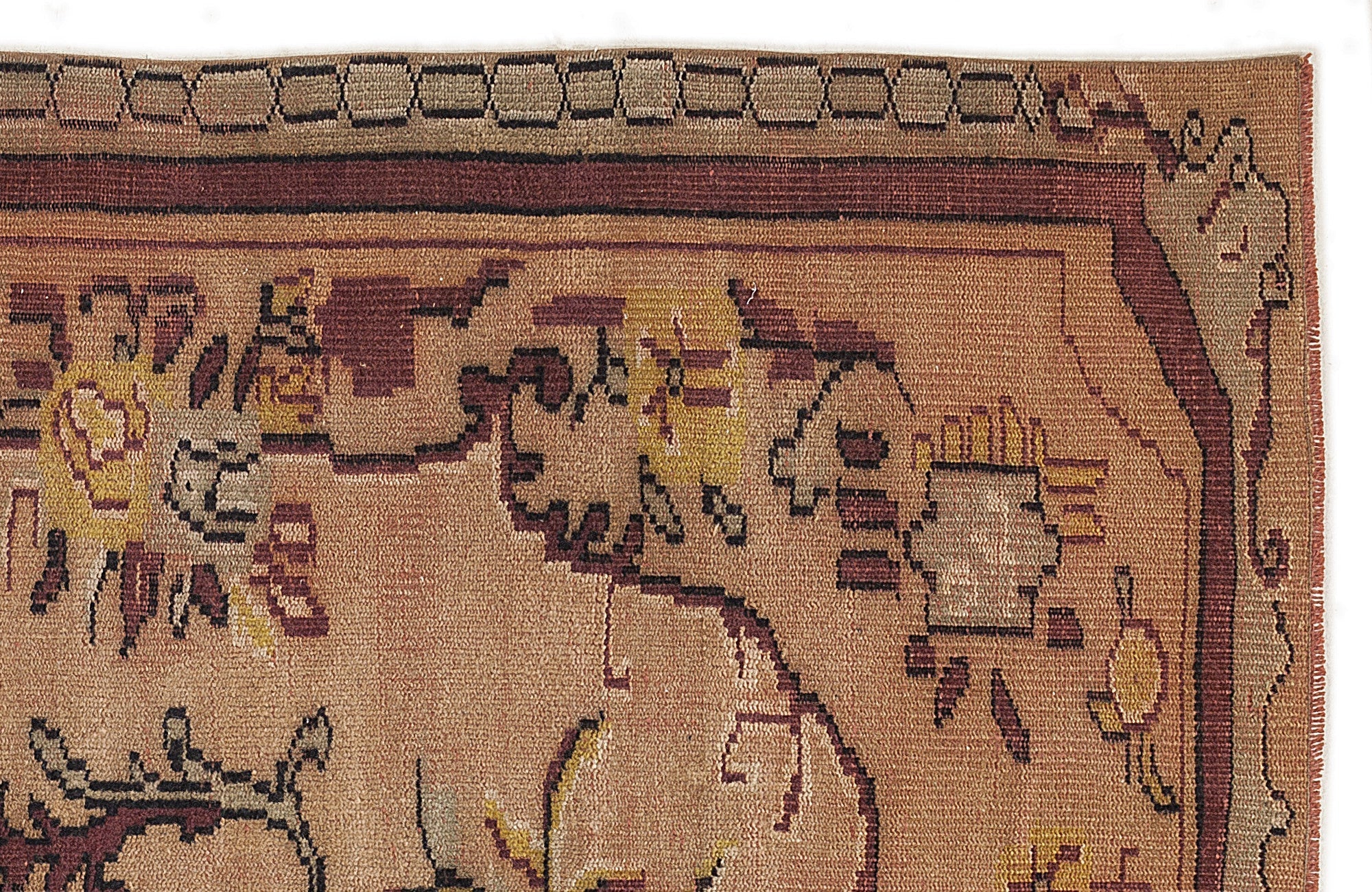 Atina 7713 Beige Vintage Wool Handmade Area Rug 5'9" x 9'2"