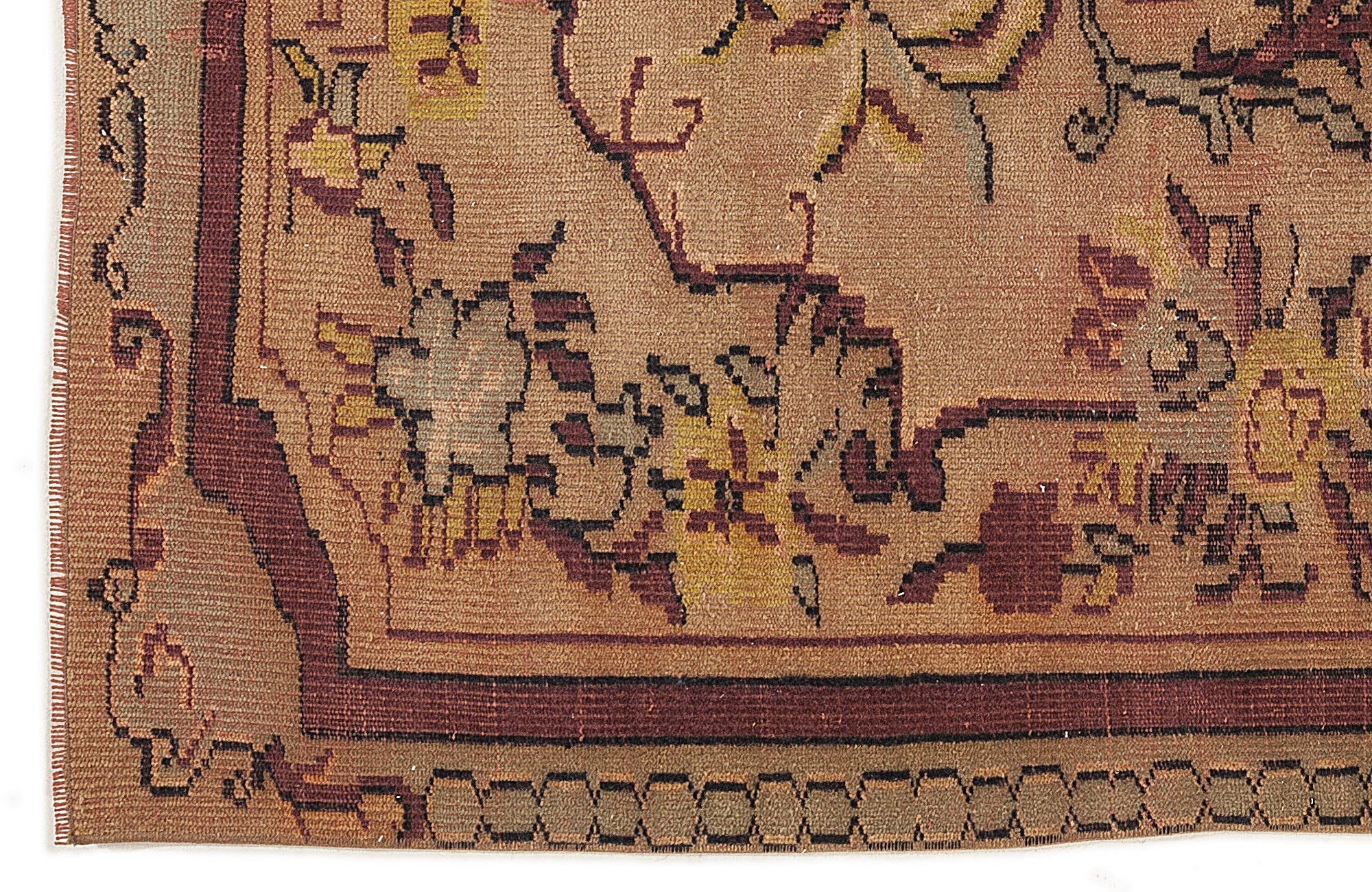 Atina 7713 Beige Vintage Wool Handmade Area Rug 5'9" x 9'2"