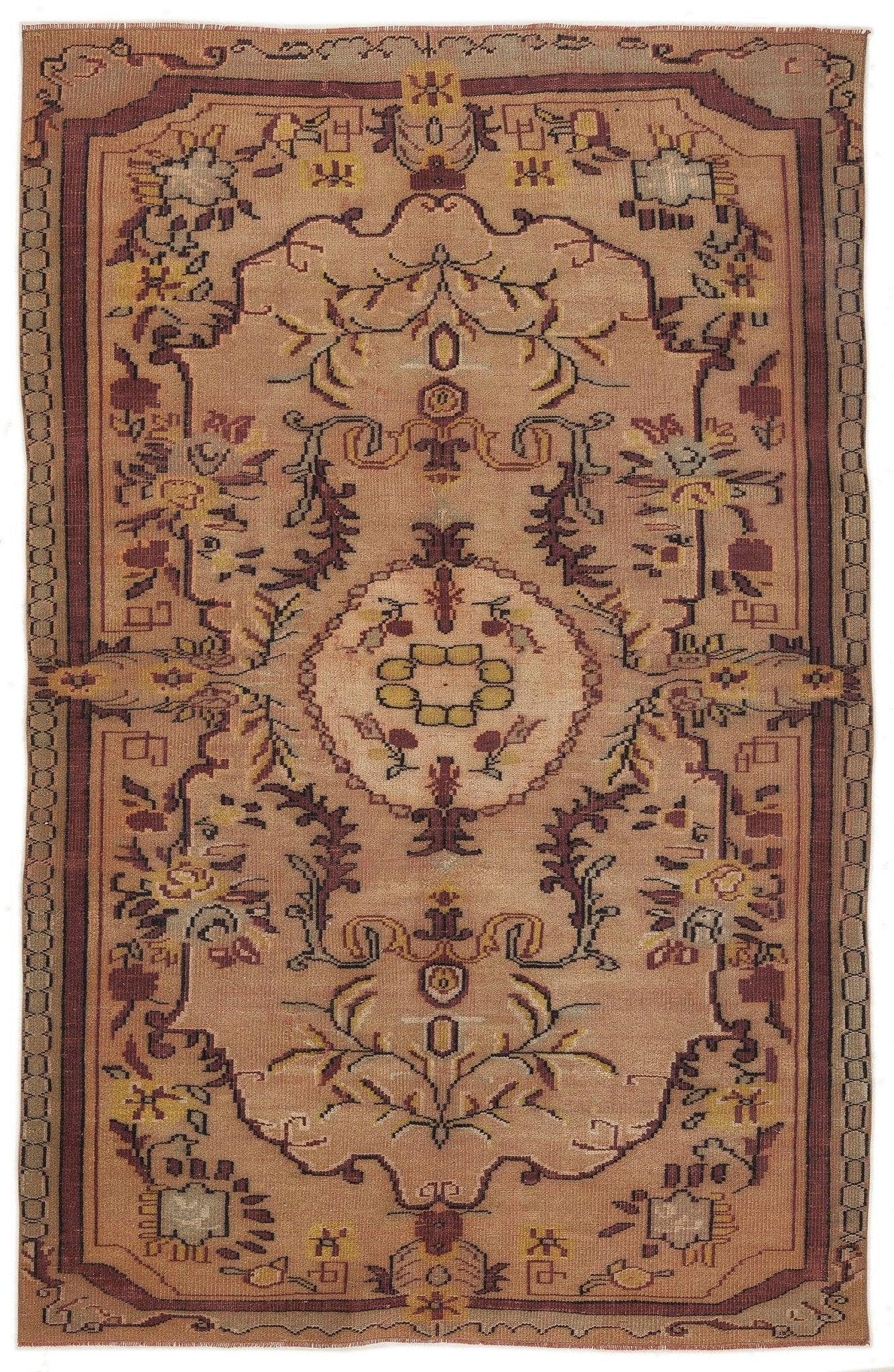 Atina 7713 Beige Vintage Wool Handmade Area Rug 5'9" x 9'2"