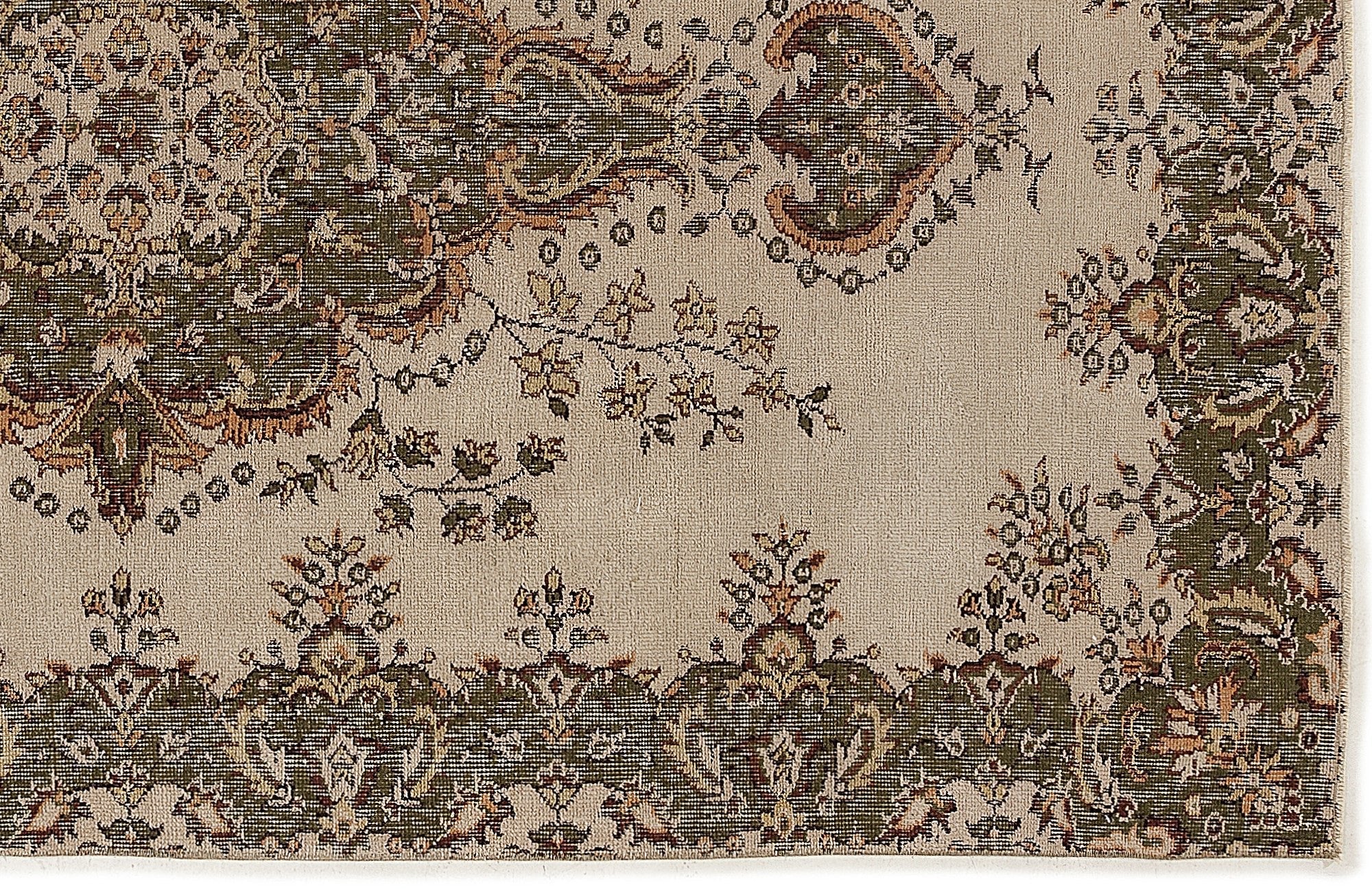 Atina 7724 Beige Vintage Wool Handmade Area Rug 5'2" x 8'6"