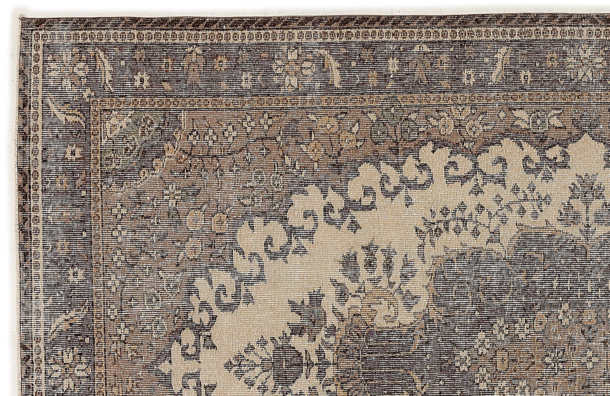 Atina 7753 Beige Vintage Wool Handmade Area Rug 5'5" x 8'10"
