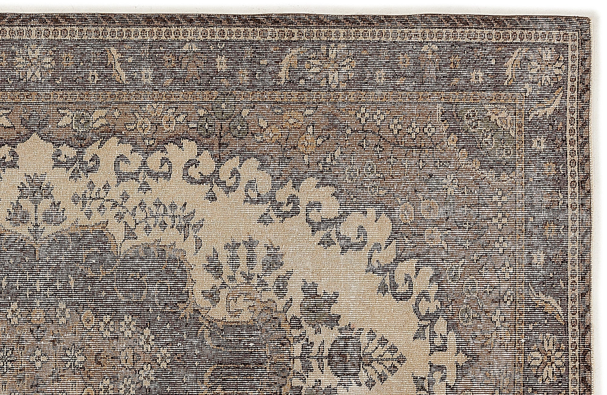 Atina 7753 Beige Vintage Wool Handmade Area Rug 5'5" x 8'10"
