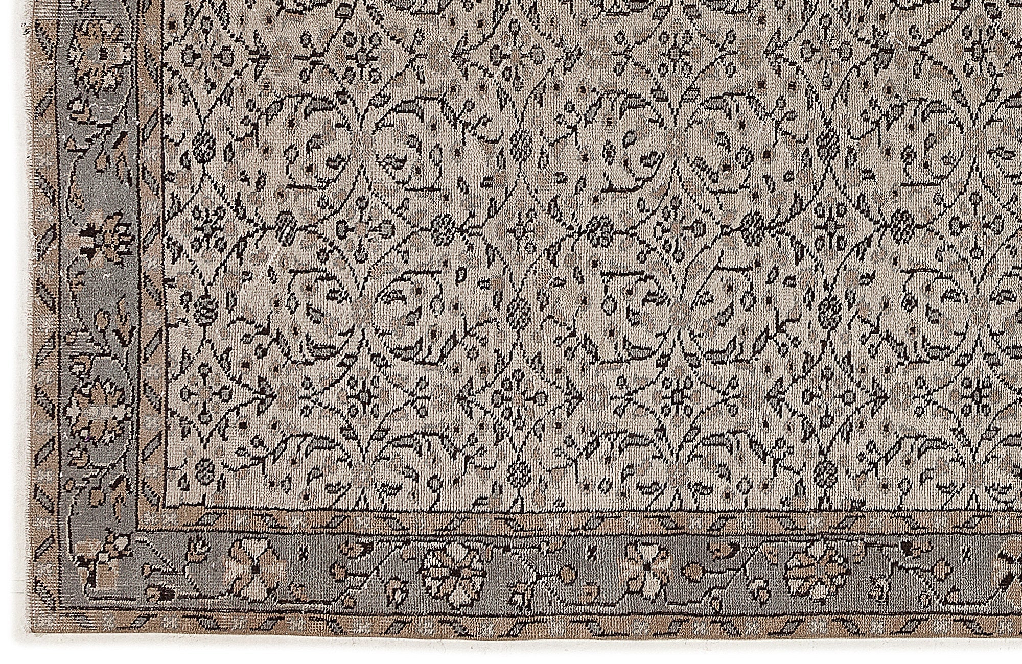 Atina 7783 Beige Vintage Wool Handmade Area Rug 5'8" x 10'0"