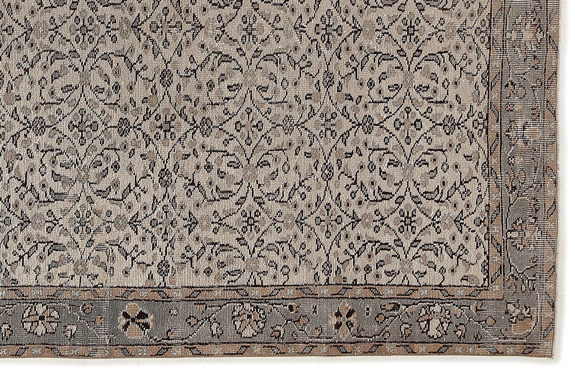 Atina 7783 Beige Vintage Wool Handmade Area Rug 5'8" x 10'0"