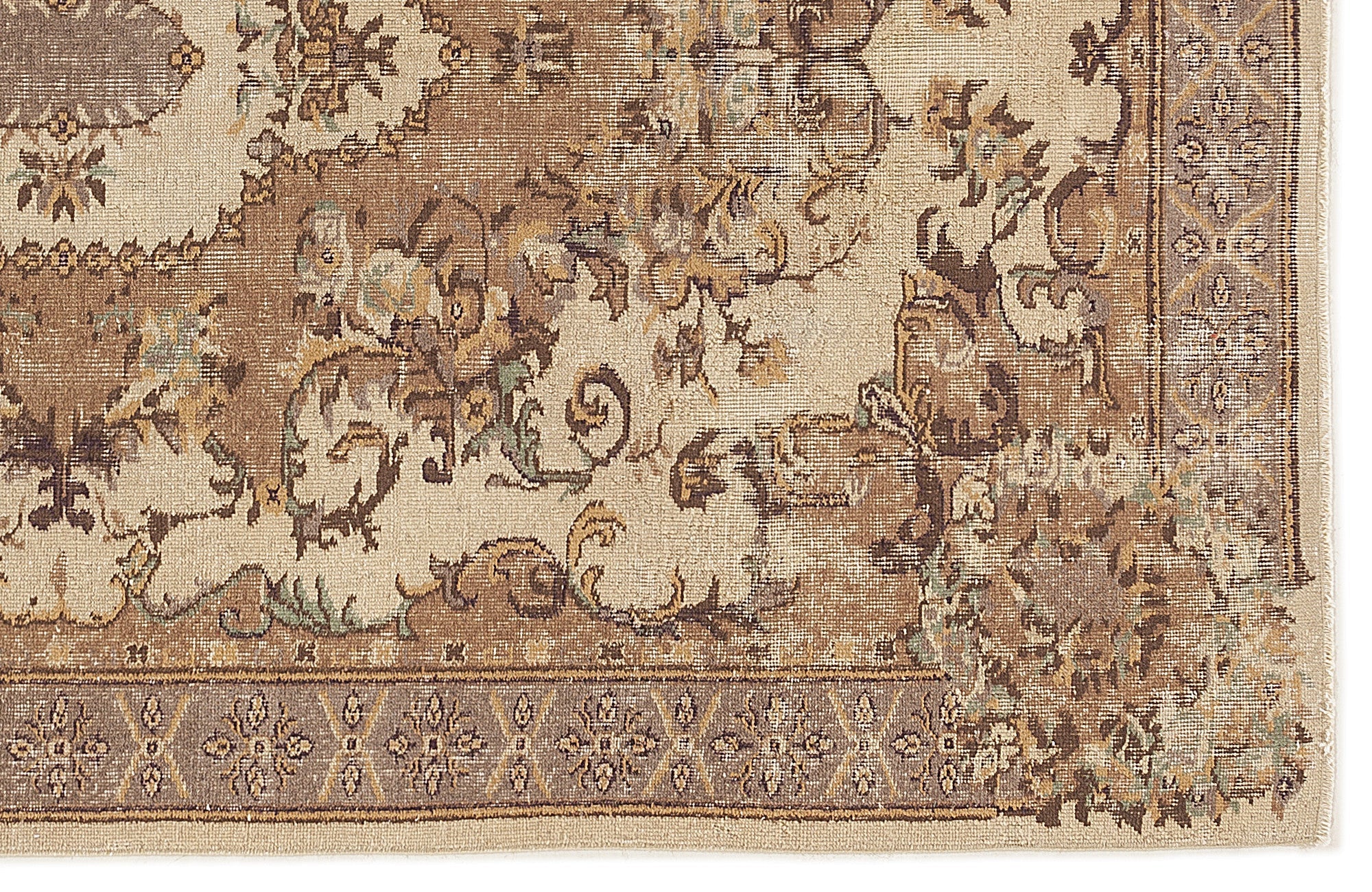 Atina 7808 Beige Vintage Wool Handmade Area Rug 5'6" x 9'1"