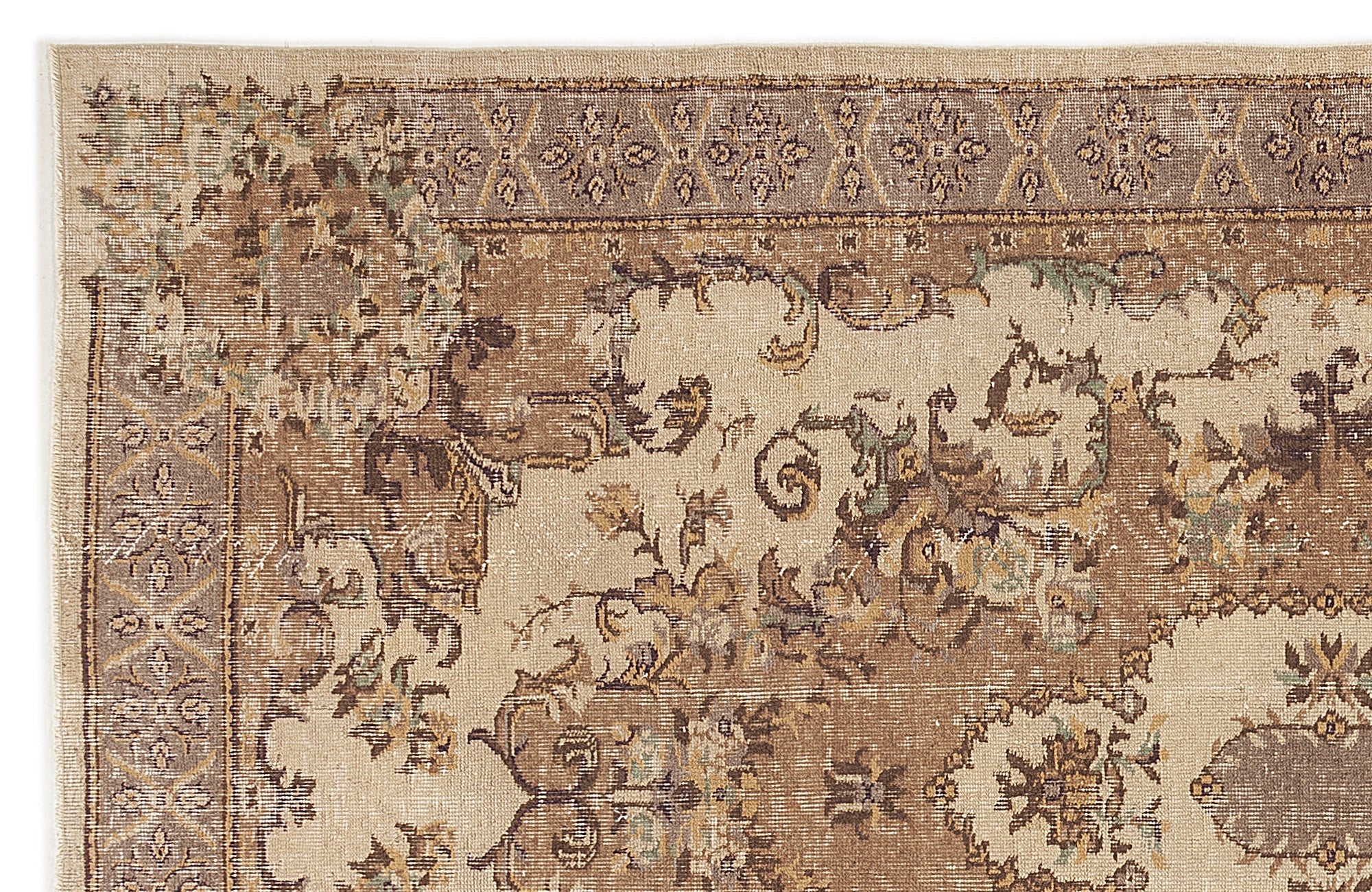 Atina 7808 Beige Vintage Wool Handmade Area Rug 5'6" x 9'1"