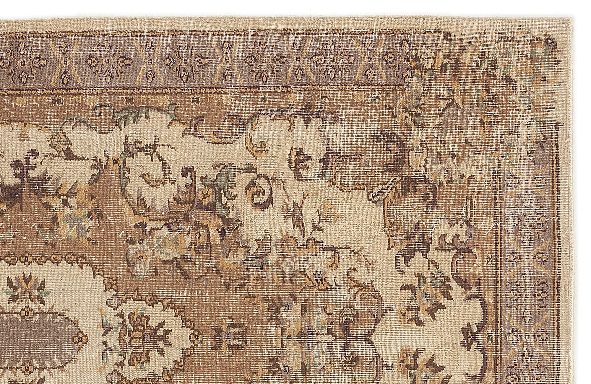 Atina 7808 Beige Vintage Wool Handmade Area Rug 5'6" x 9'1"