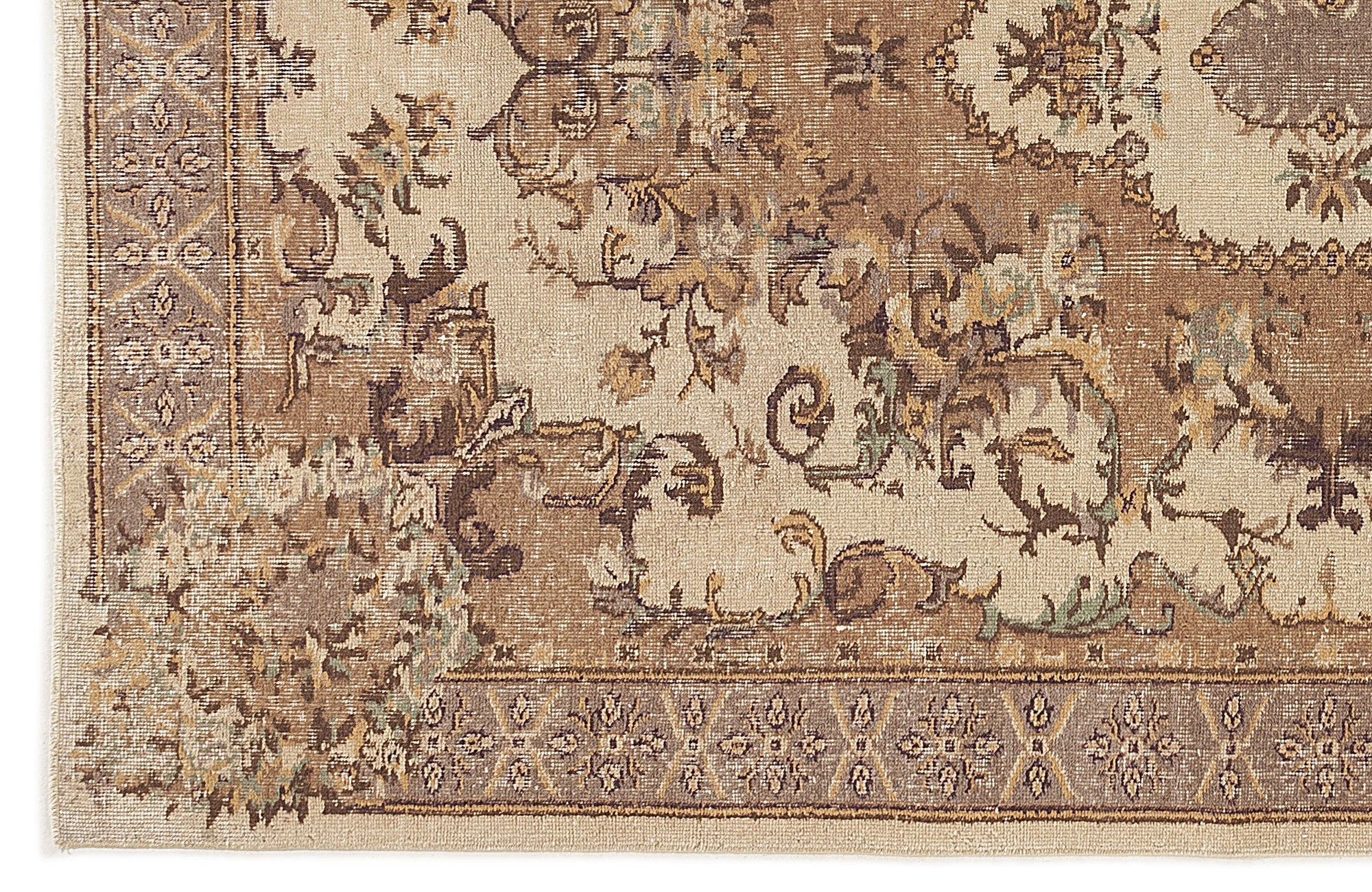 Atina 7808 Beige Vintage Wool Handmade Area Rug 5'6" x 9'1"