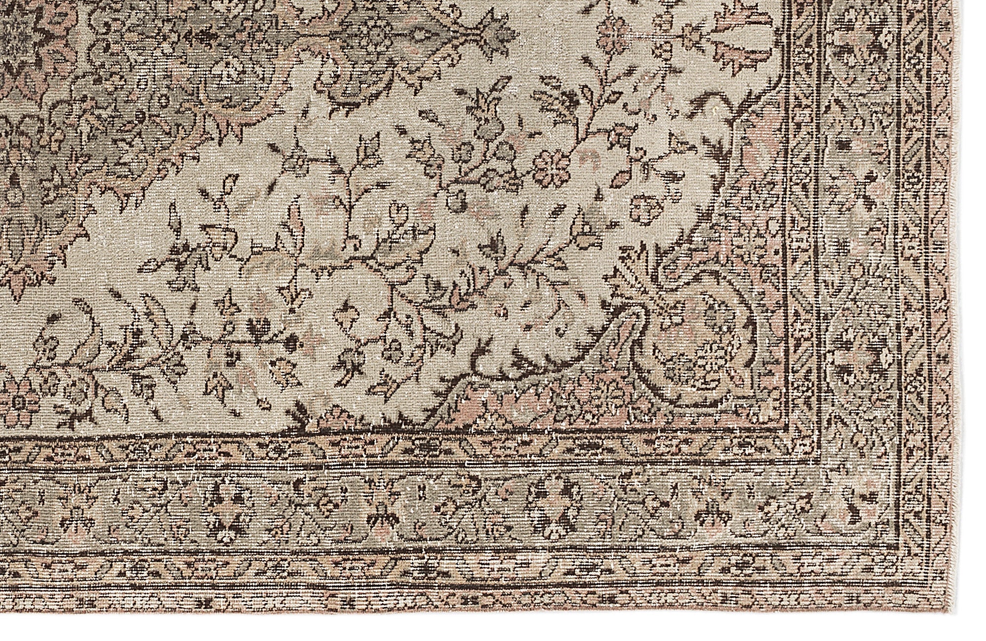 Atina 8063 Beige Vintage Wool Handmade Area Rug 5'4" x 8'11"