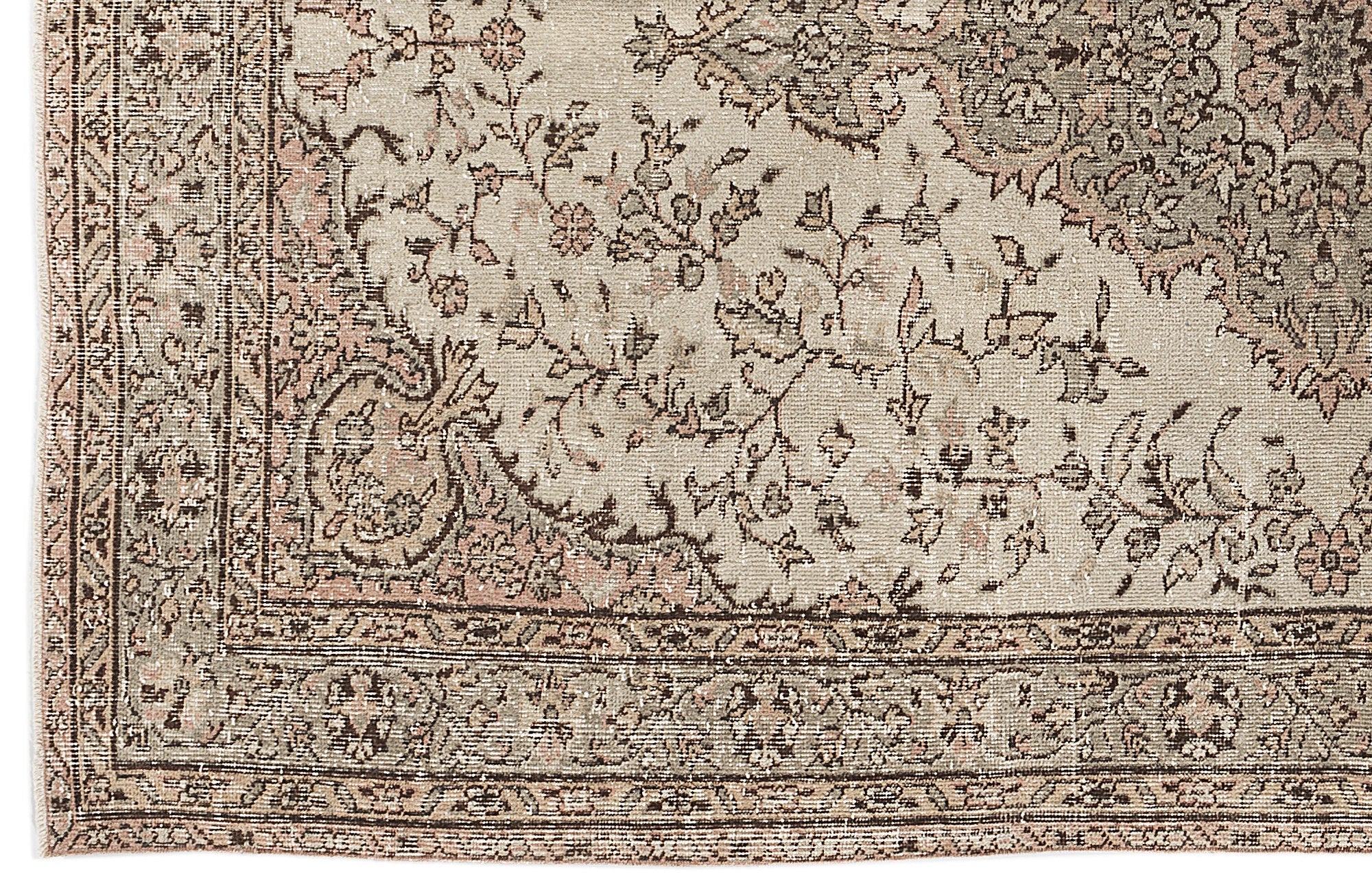 Atina 8063 Beige Vintage Wool Handmade Area Rug 5'4" x 8'11"