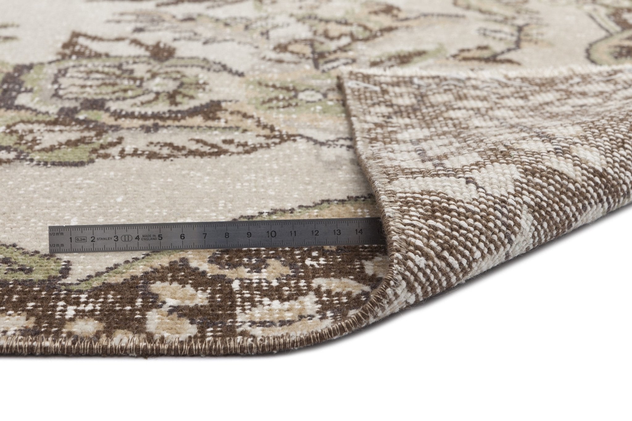 Atina 8184 Beige Vintage Wool Handmade Area Rug 5'8" x 9'3"
