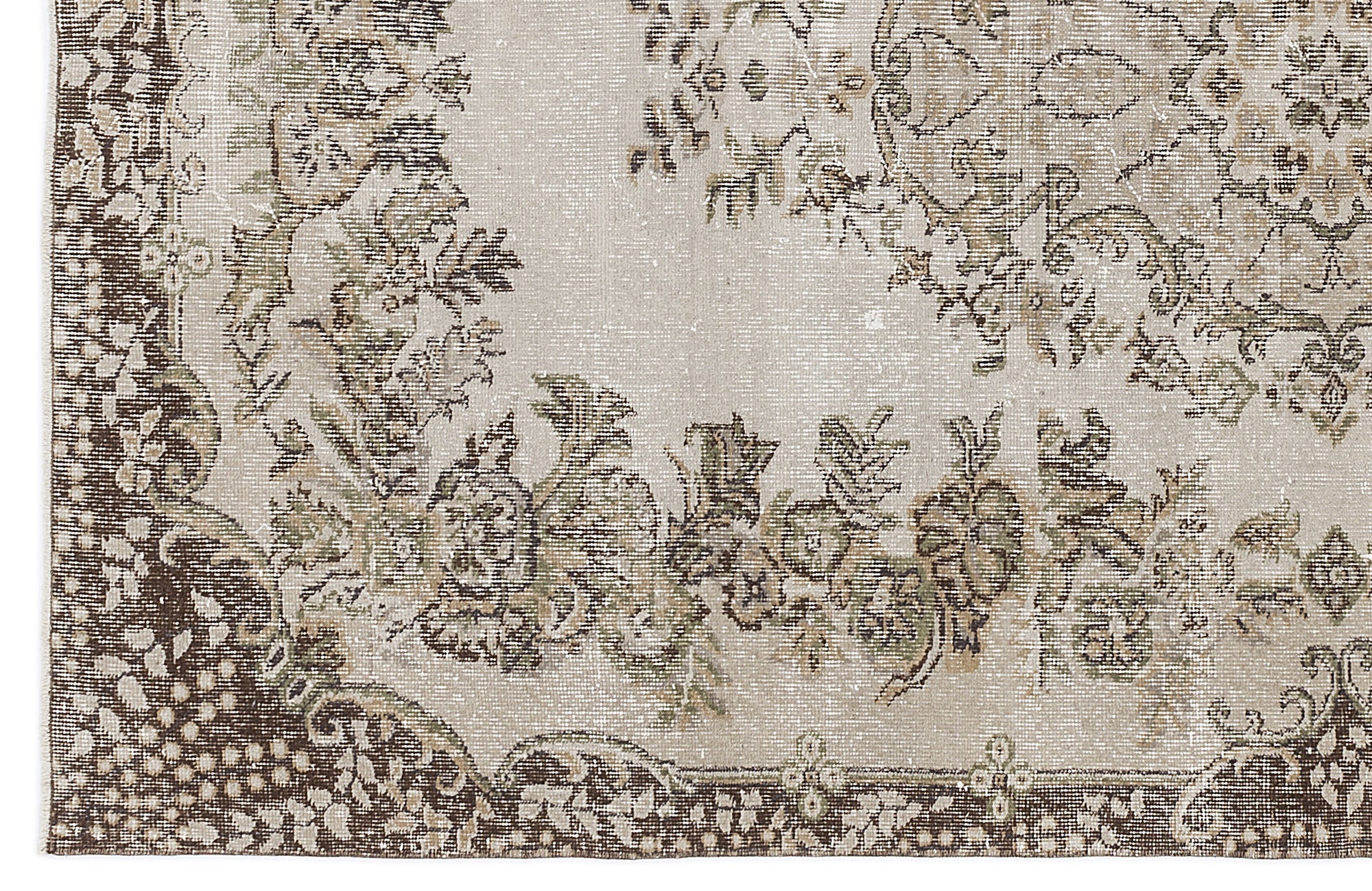 Atina 8184 Beige Vintage Wool Handmade Area Rug 5'8" x 9'3"
