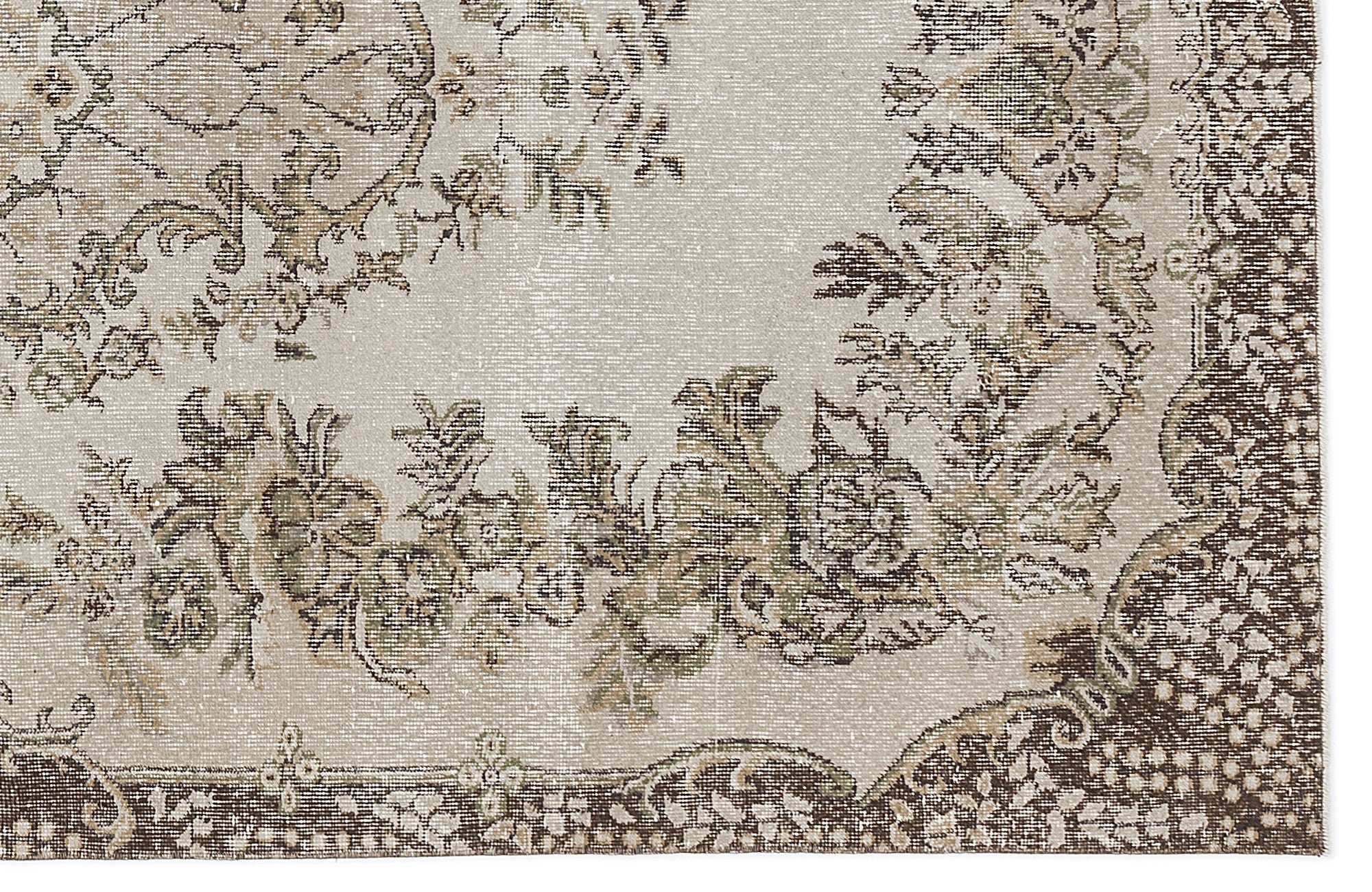 Atina 8184 Beige Vintage Wool Handmade Area Rug 5'8" x 9'3"
