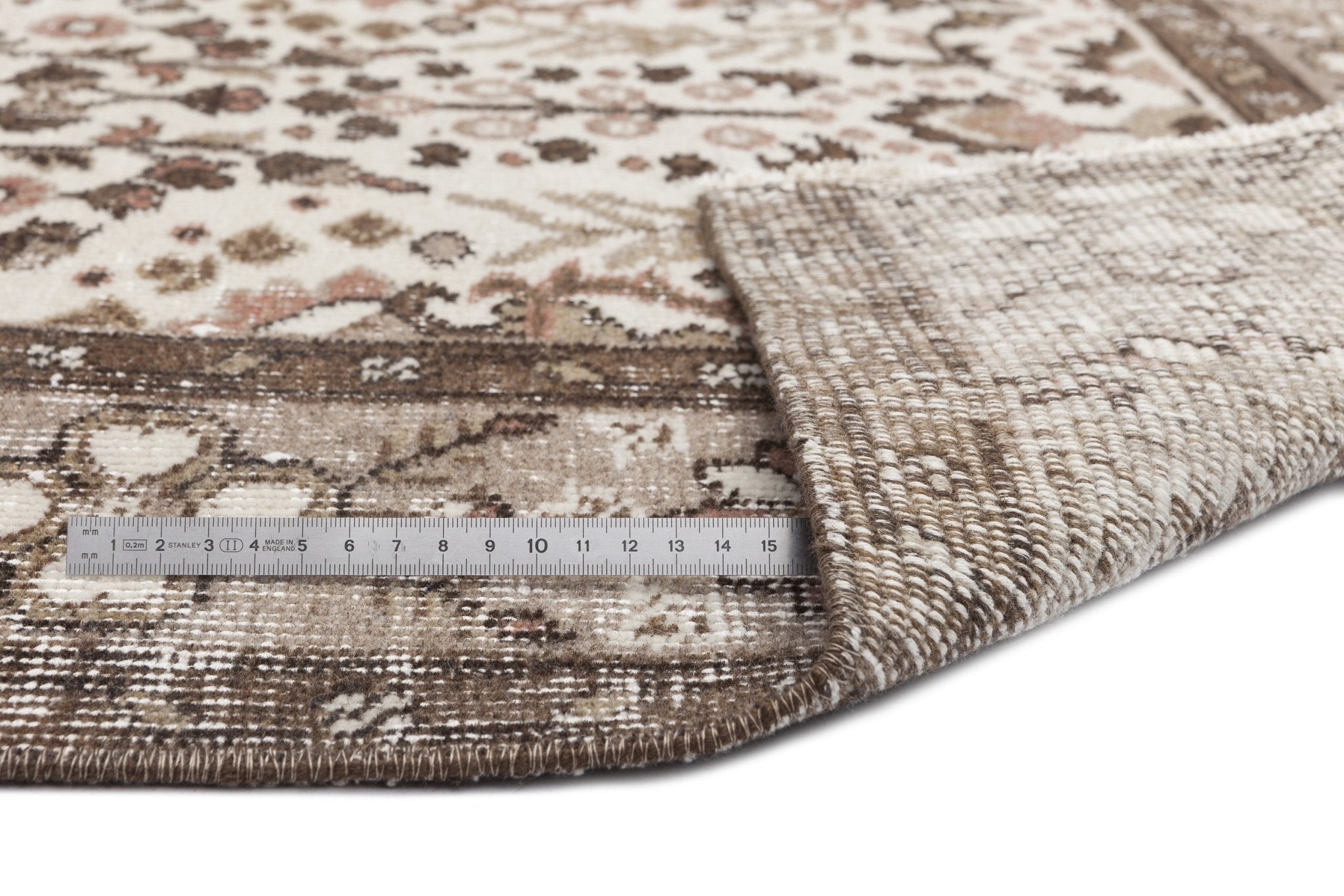 Atina 8189 Beige Vintage Wool Handmade Area Rug 5'5" x 8'11"