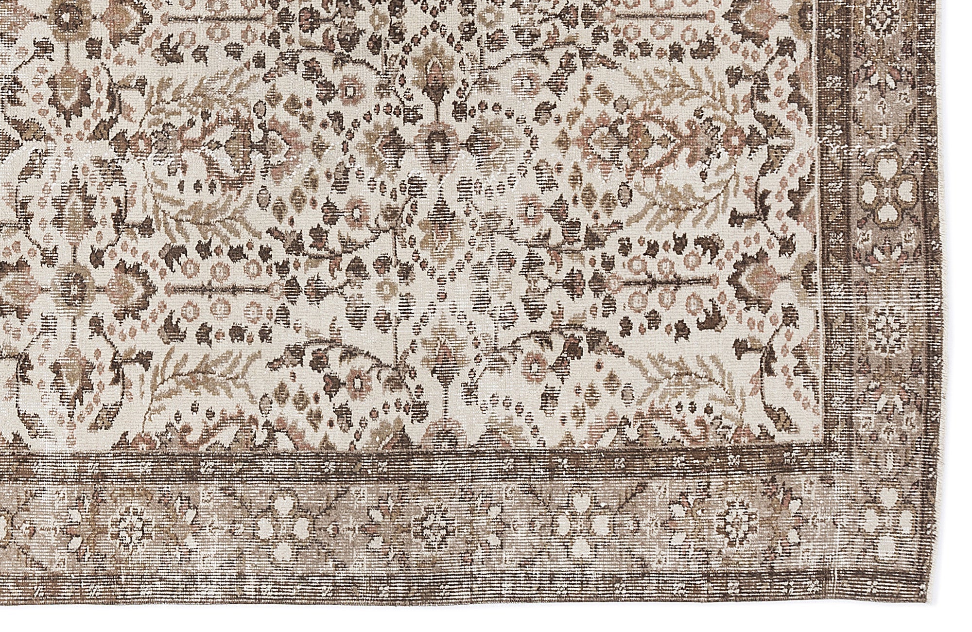 Atina 8189 Beige Vintage Wool Handmade Area Rug 5'5" x 8'11"