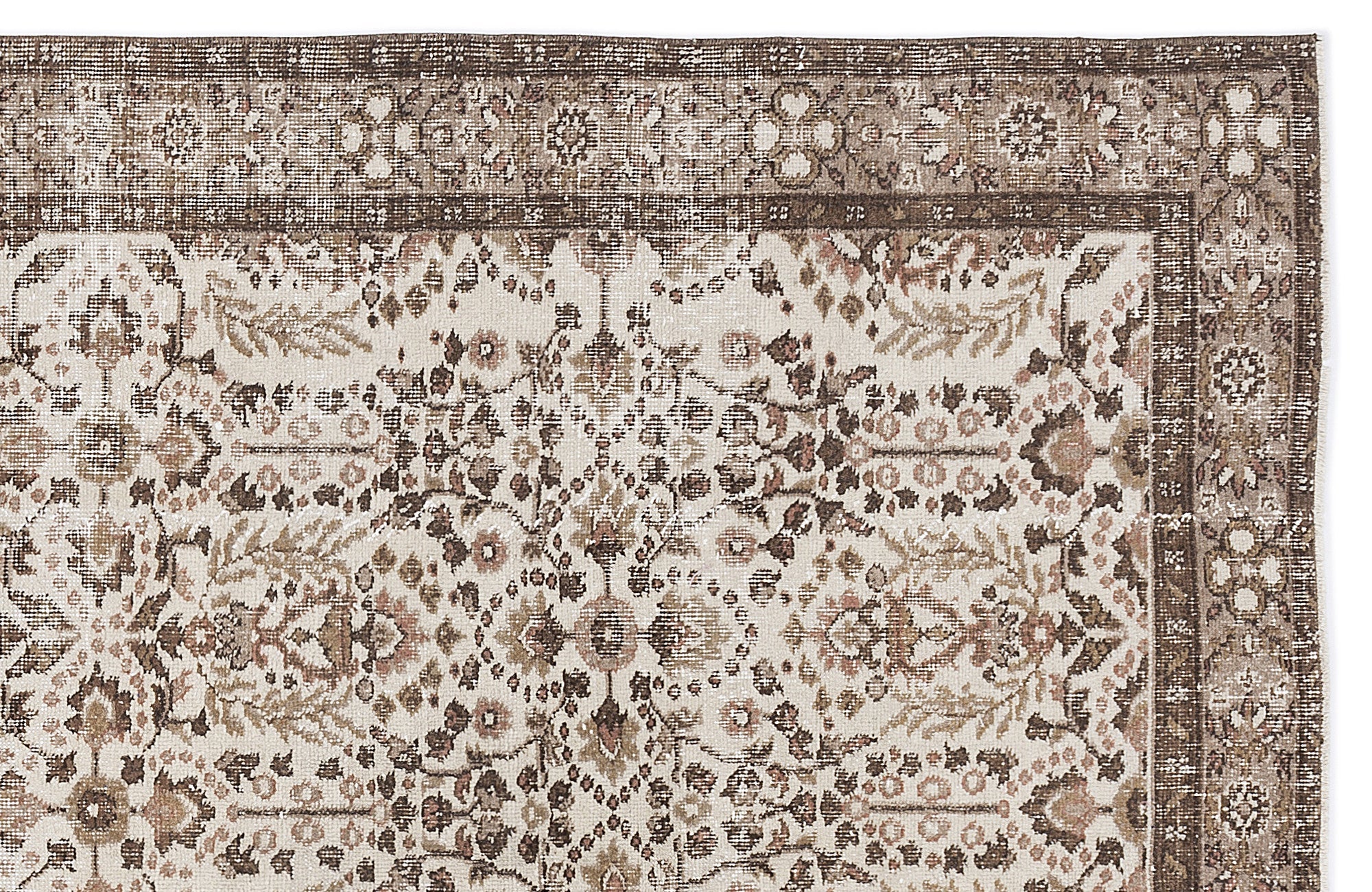 Atina 8189 Beige Vintage Wool Handmade Area Rug 5'5" x 8'11"