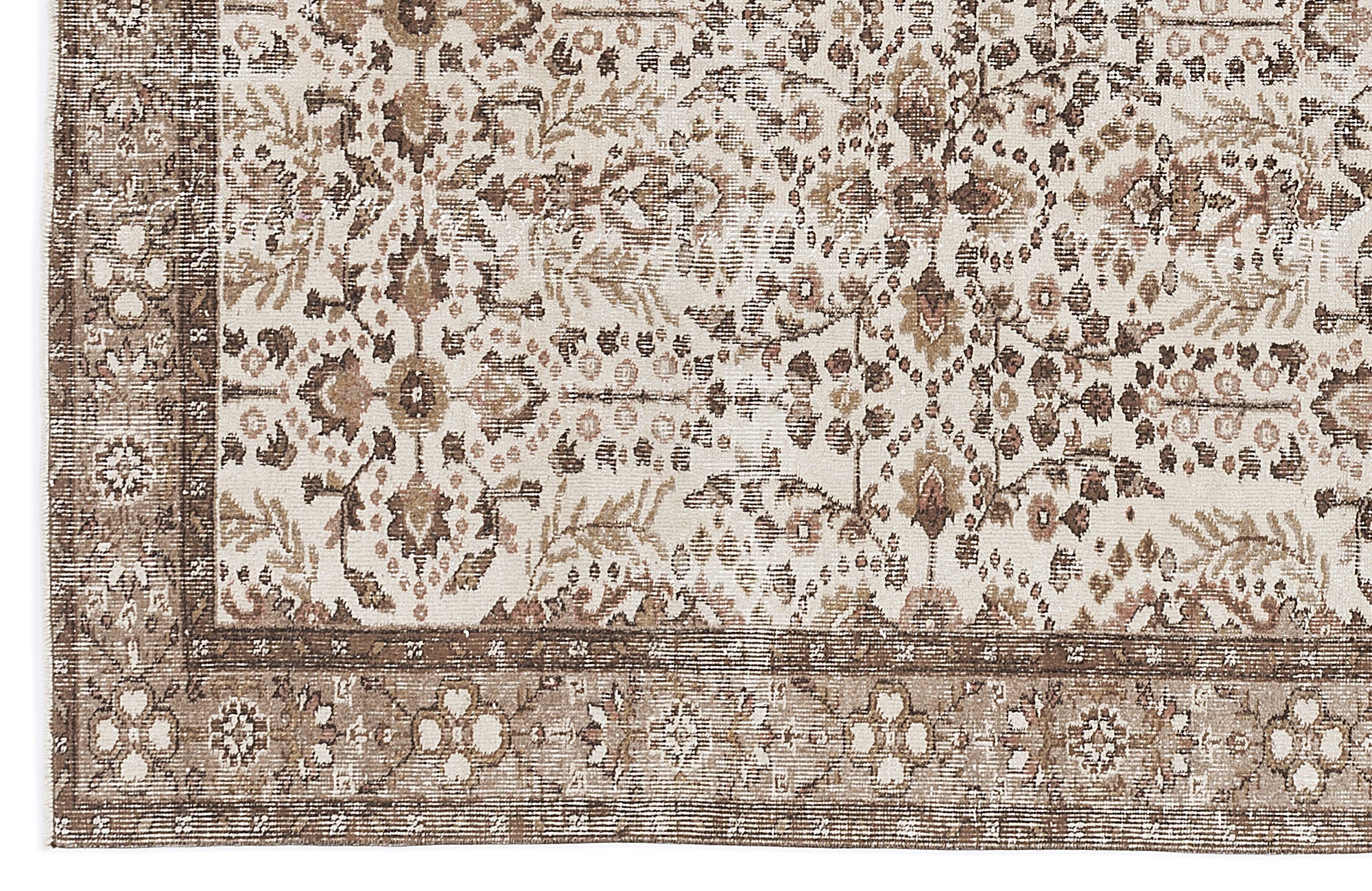 Atina 8189 Beige Vintage Wool Handmade Area Rug 5'5" x 8'11"