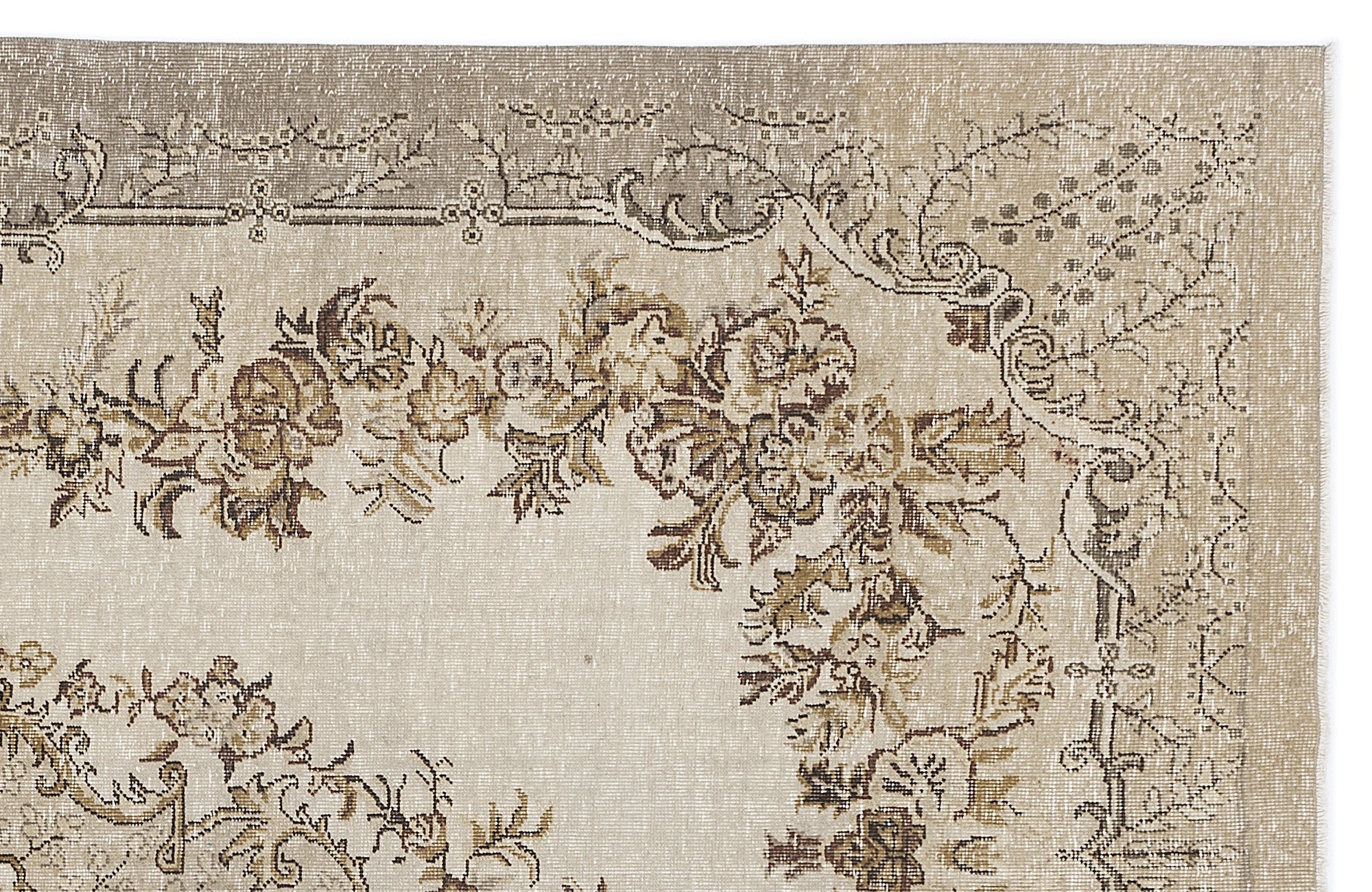 Atina 8291 Beige Vintage Wool Handmade Area Rug 6'4" x 9'6"