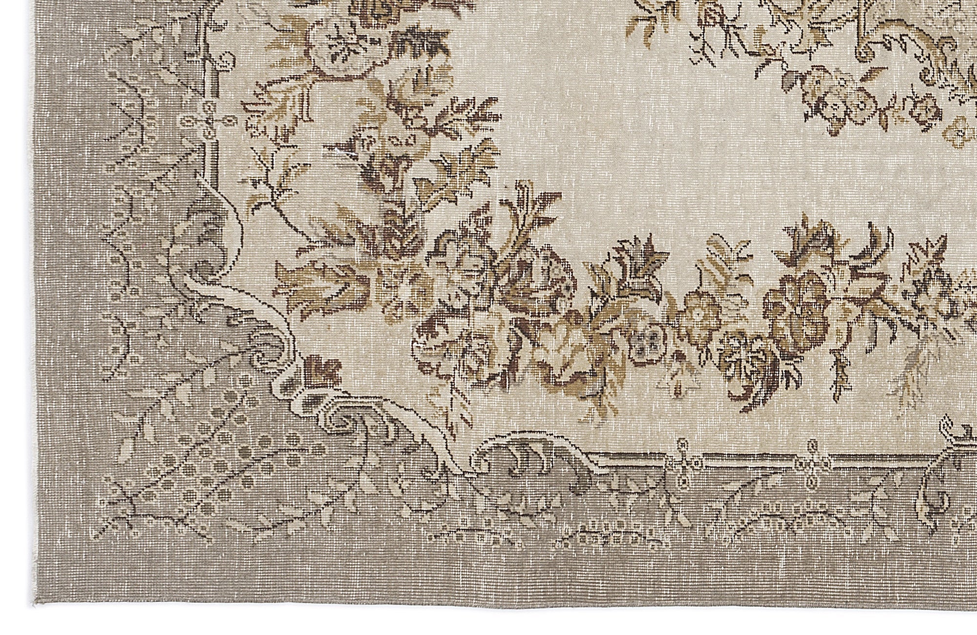 Atina 8291 Beige Vintage Wool Handmade Area Rug 6'4" x 9'6"