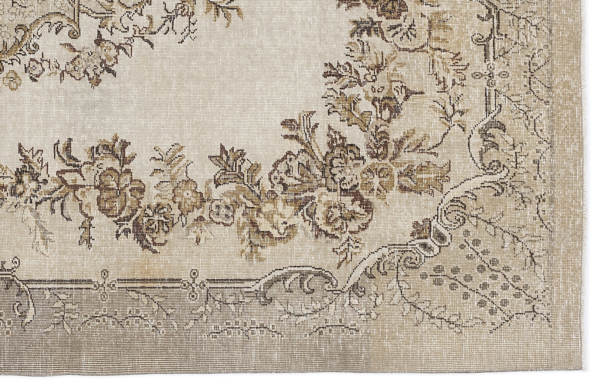 Atina 8291 Beige Vintage Wool Handmade Area Rug 6'4" x 9'6"