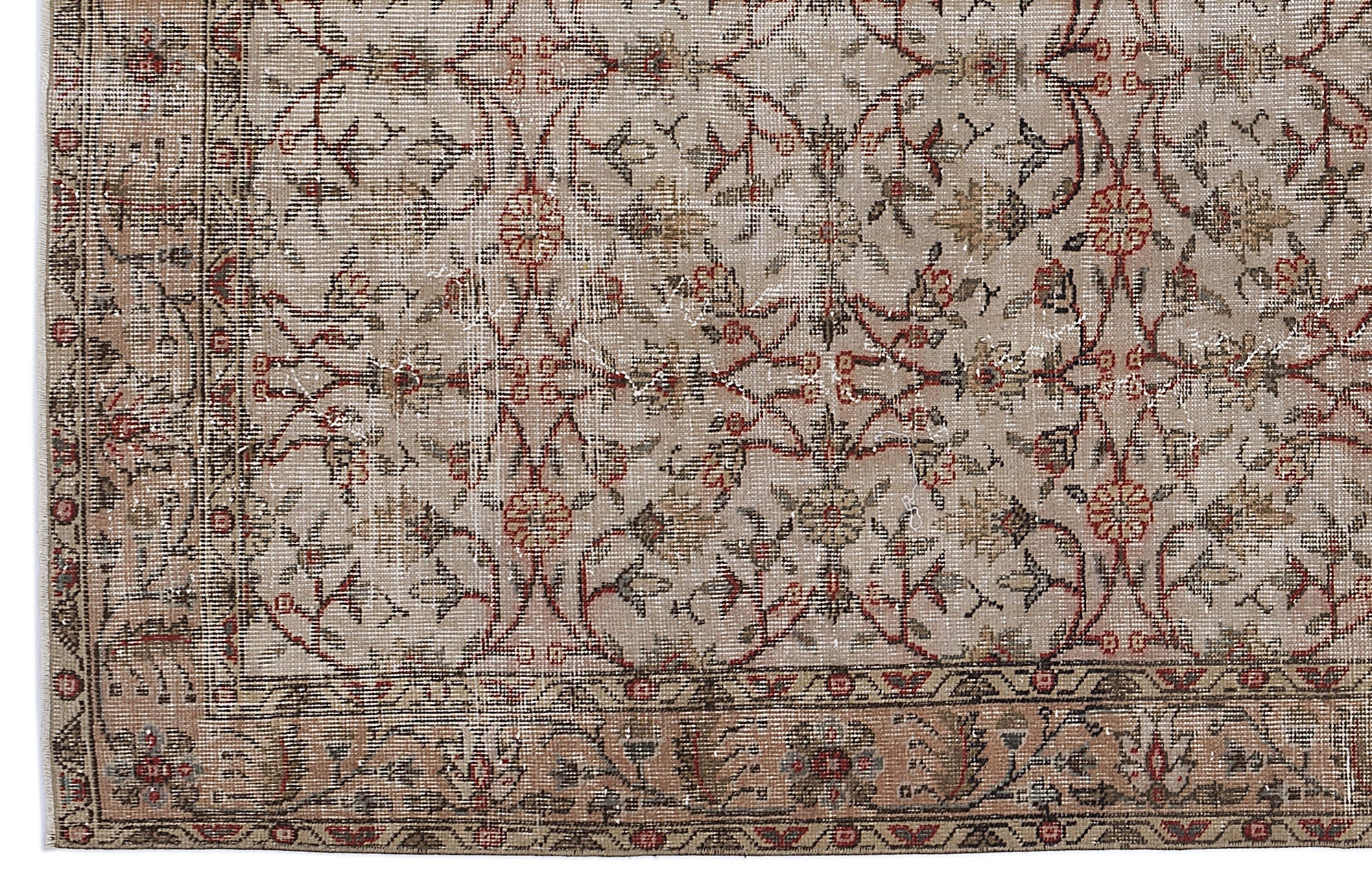 Atina 8385 Beige Vintage Wool Handmade Area Rug 5'5" x 9'5"