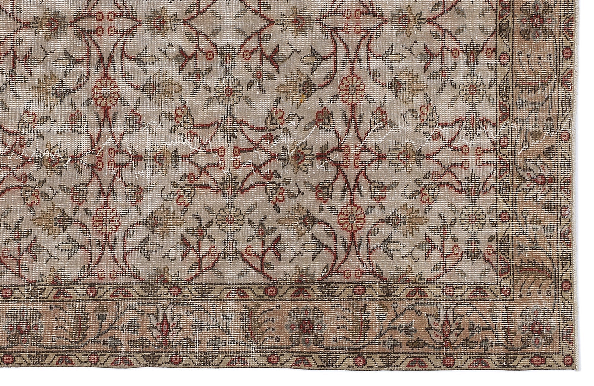 Atina 8385 Beige Vintage Wool Handmade Area Rug 5'5" x 9'5"