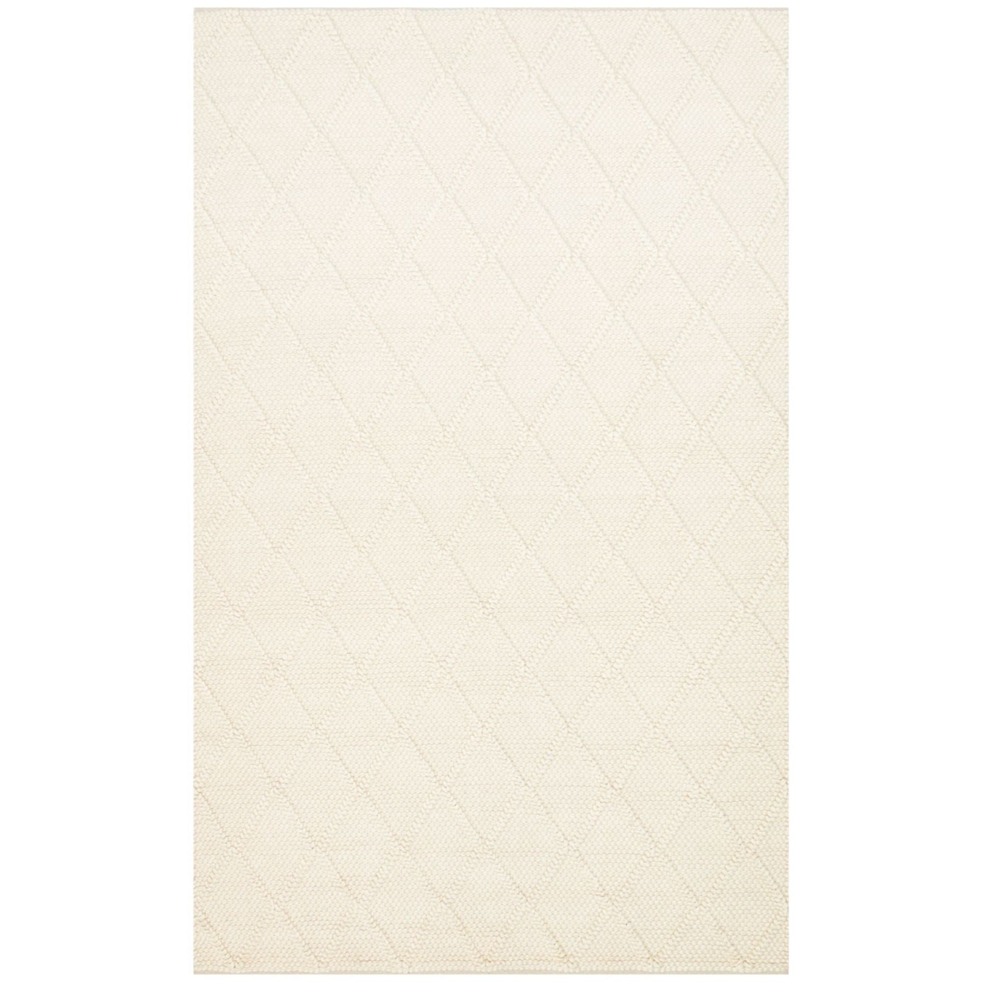 Hand Knitted Rug – Cream Geometric Rug With Soft Texture & Antislip Floor