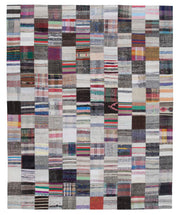 Handmade Patchwork Rug - Kirk Yama Grey Cotton Wool Area Rug 7'11'' x 9'10''