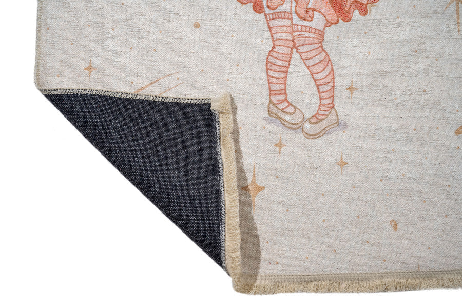 Kids Cotton Rug – White Chenille Digital Print Carpet for Playroom Comfort