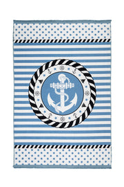 Kids Cotton Rug – Blue Digital Print Chenille Carpet for Children's Room Decor