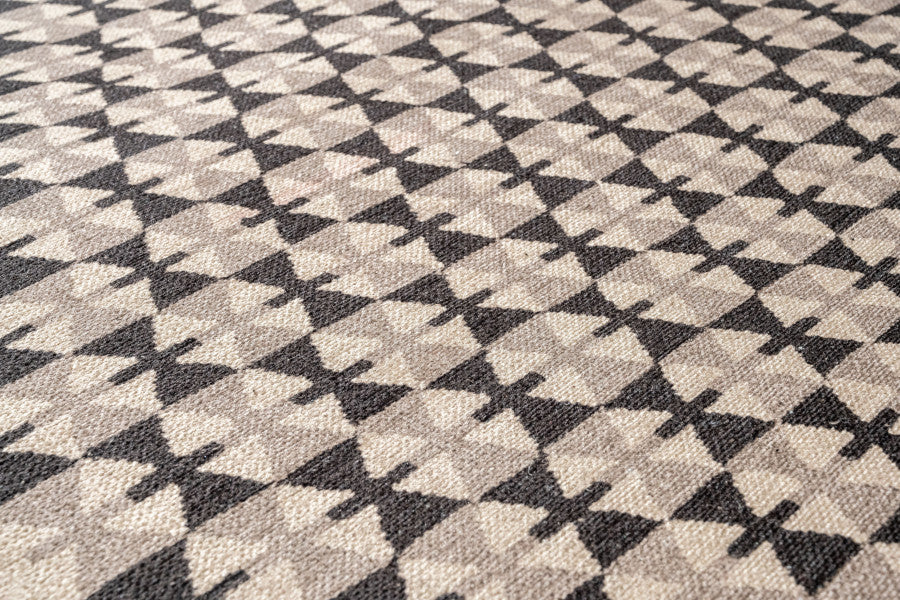 Black Geometric Area Rug – Cotton Chenille Digital Print Carpet for Living Room