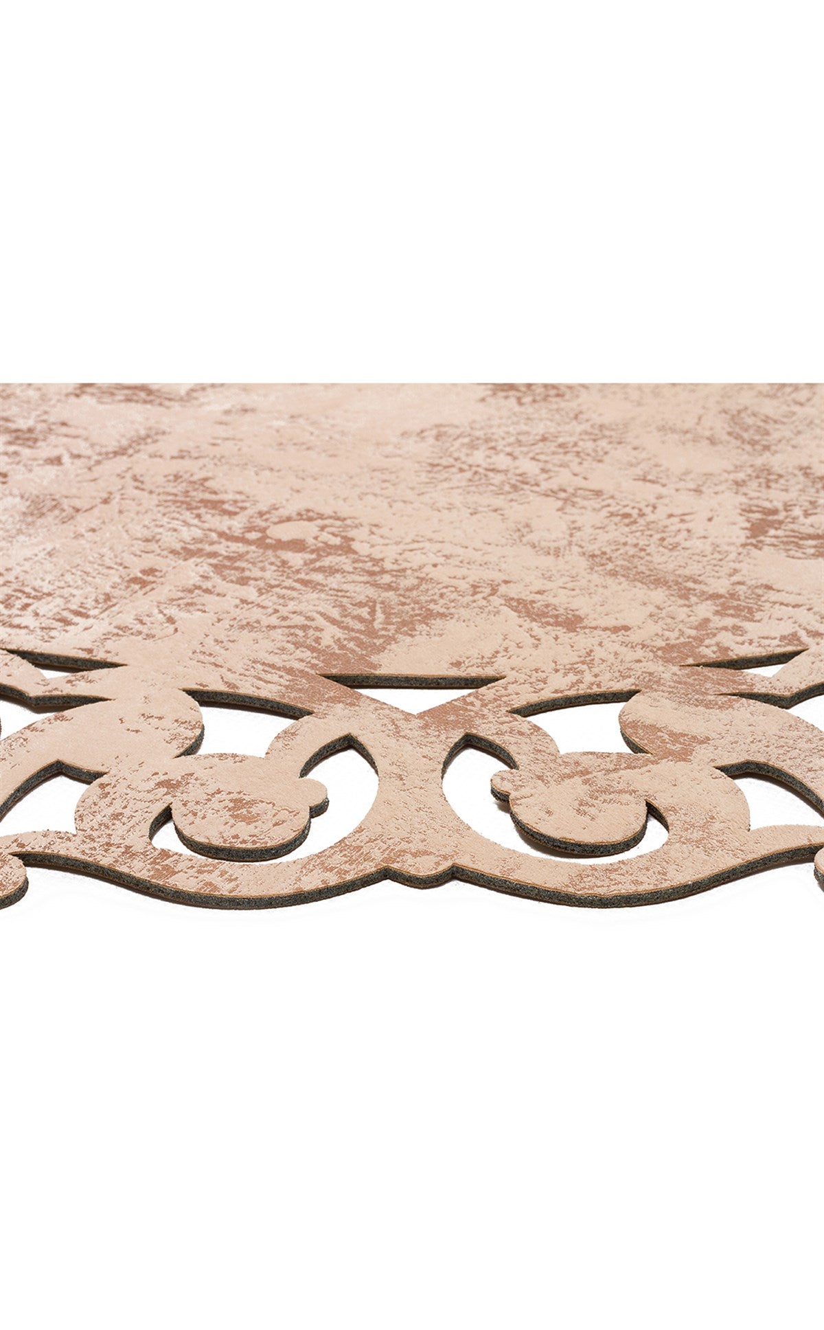 Modern Leather Rug – Copper Colored Washable Non Slip Carpet with Shiny Border