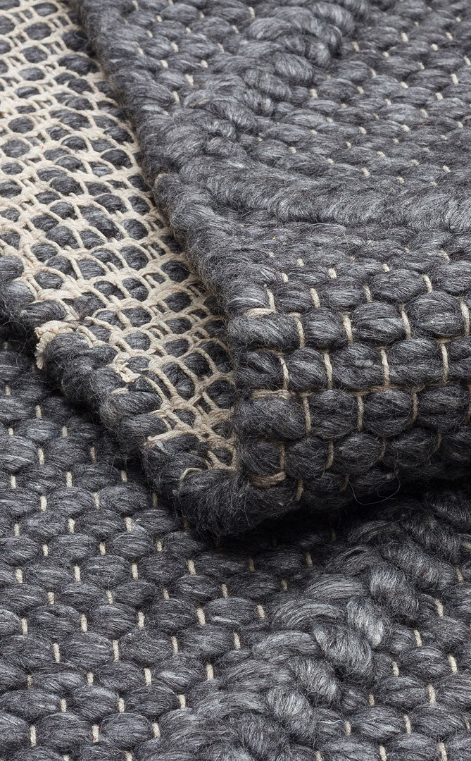 Hand-Knitted Geometric Rug – Anthracite Area Rug With Soft Texture Carpet