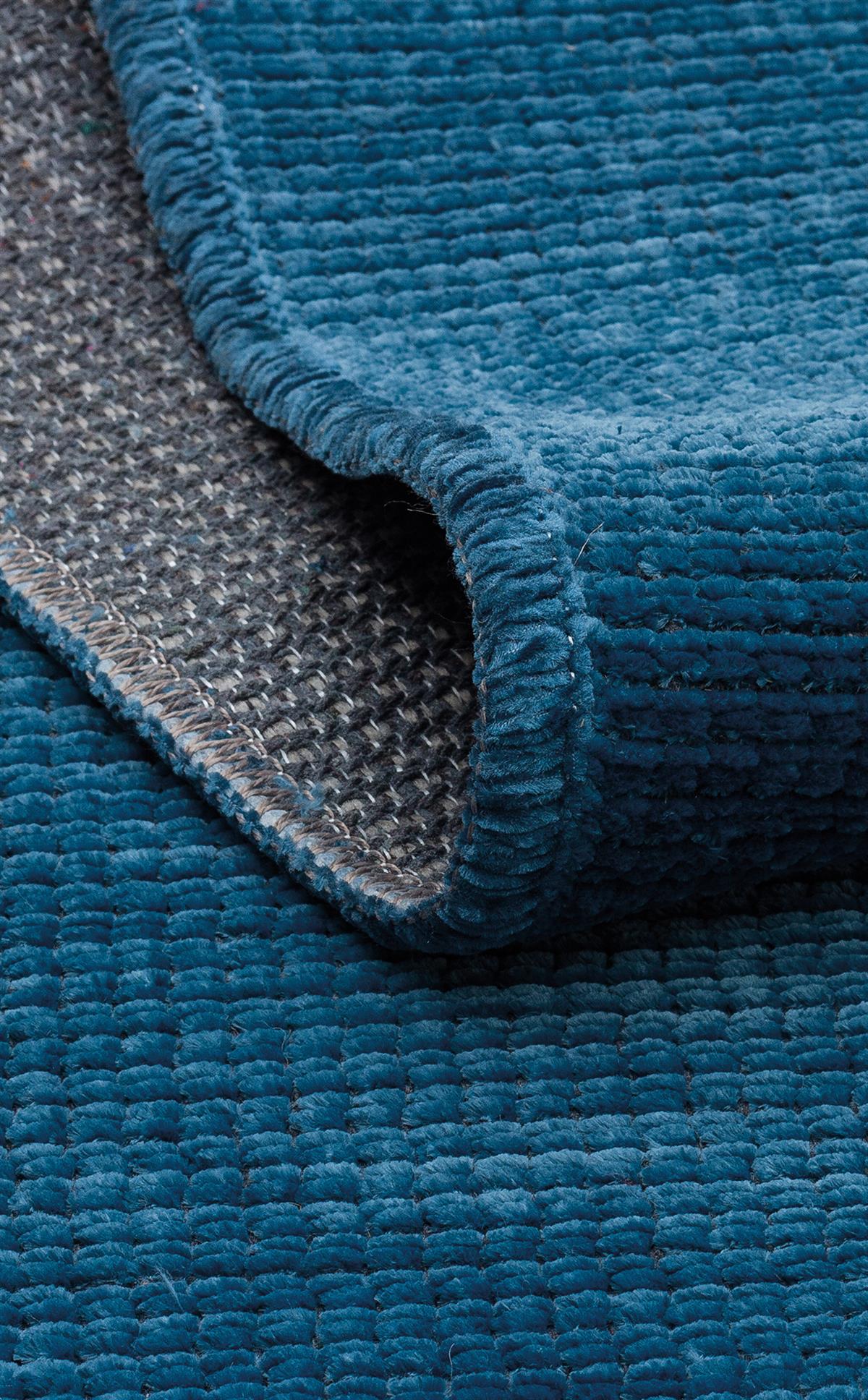 Modern Non Slip Kilim - Navy Blue Flat Weave Rug | Washable Solid Color Carpet