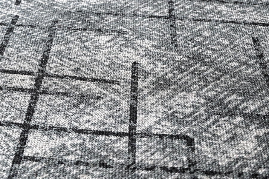 Grey Geometric Area Rug – Cotton Chenille Digital Print Carpet by Pia Monte