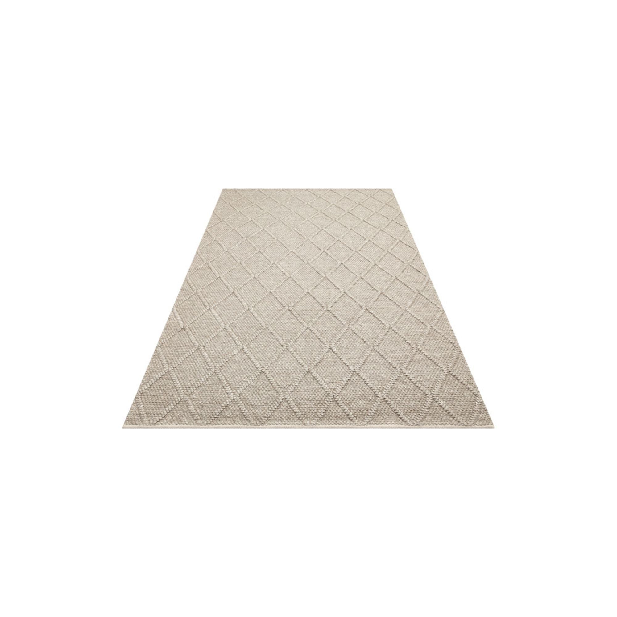 Hand-Knitted Rug – Brown Geometric Flatweave Carpet With Soft Texture