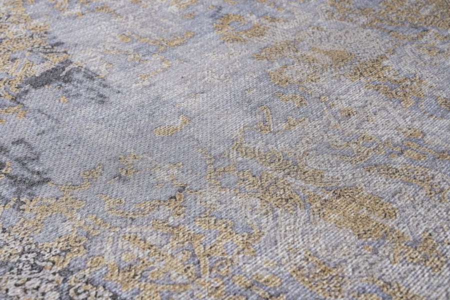 Modern Grey Area Rug - Digital Print Cotton Chenille Carpet for Living Room