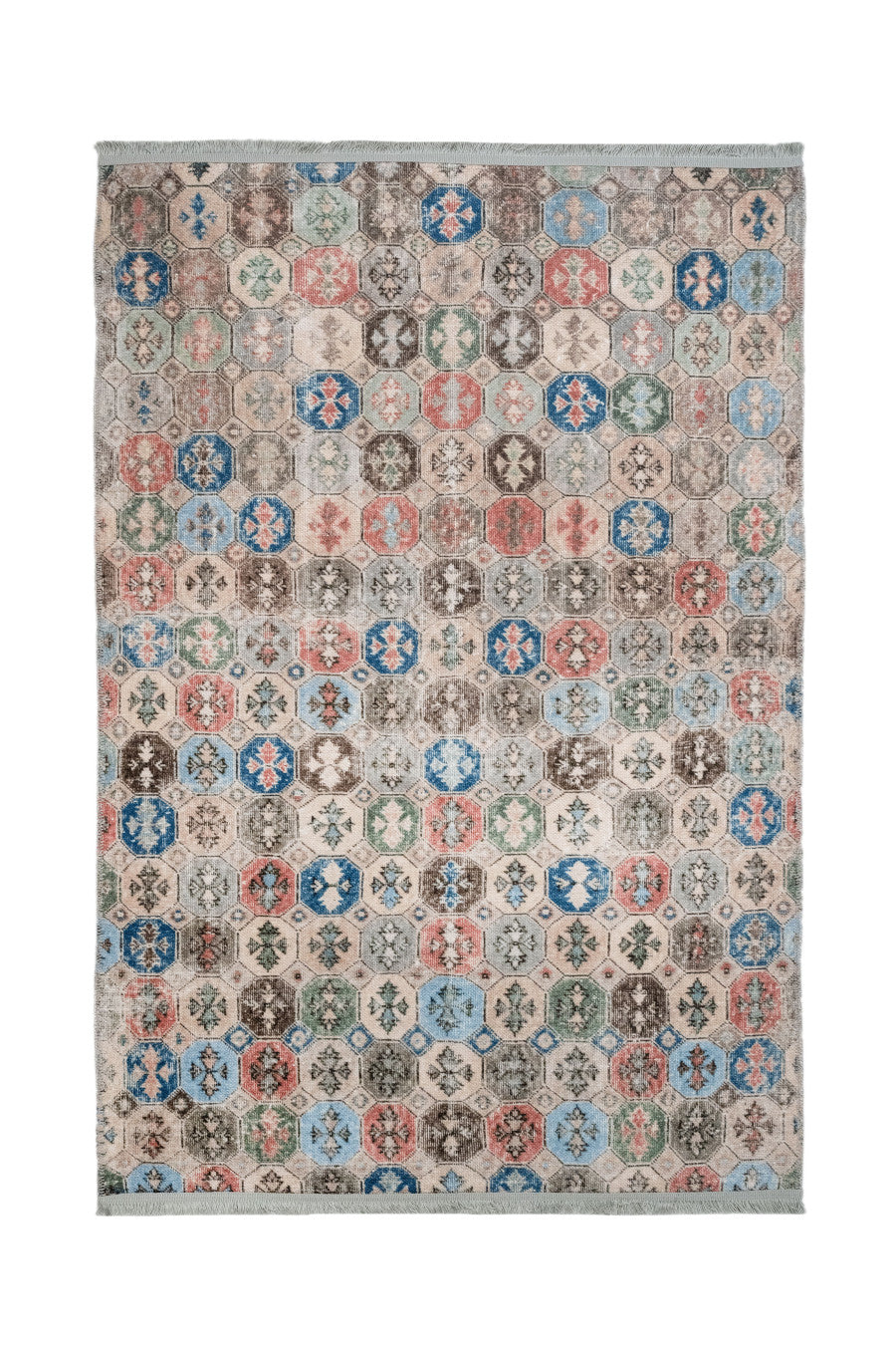 Grey Cotton Area Rug – Digital Print Chenille Carpet With Non Slip Backing
