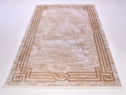 Machine Made Area Rug - Olive Cream Rug With 10 mm Pile Height & Overlocked Edge