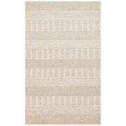 Hand-Knitted Rug – Beige Striped Natural Fiber Rug With Soft Texture