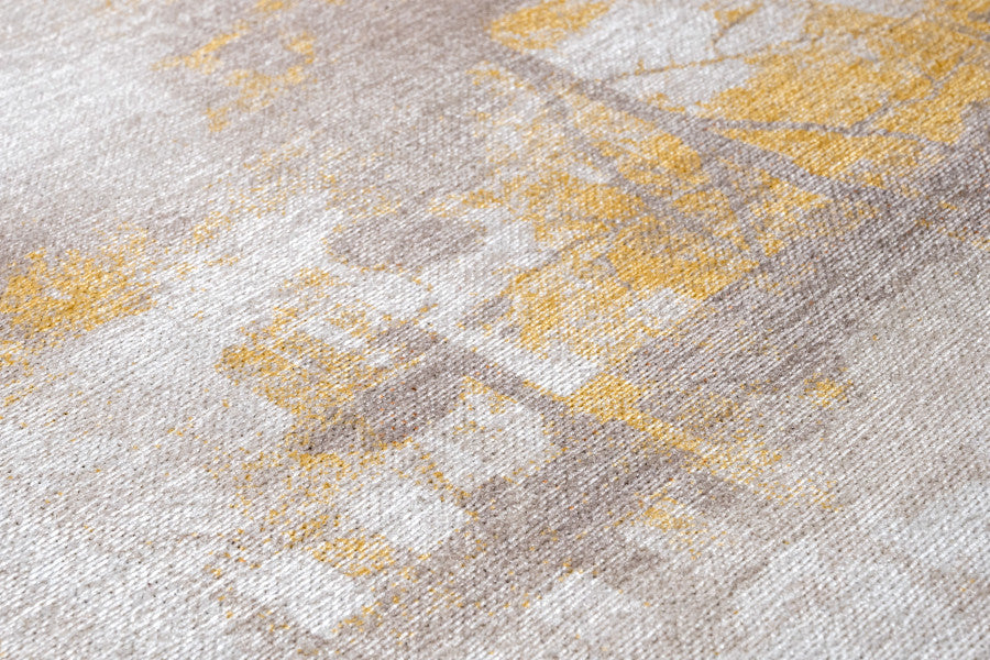 Modern Beige Area Rug – Cotton Chenille Digital Print Carpet for Living Room