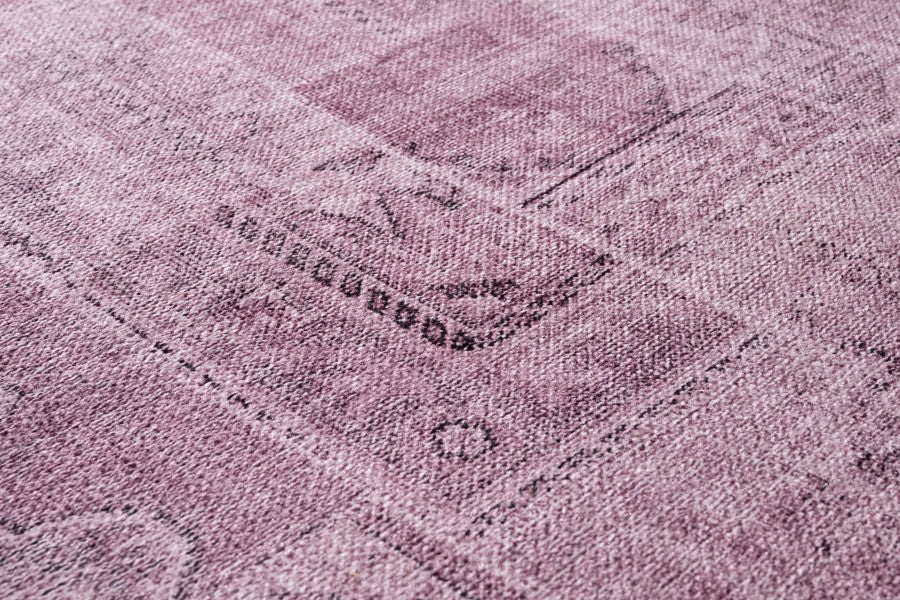 Pink Patchwork Area Rug - Cotton Chenille Digital Print Carpet for Living Room