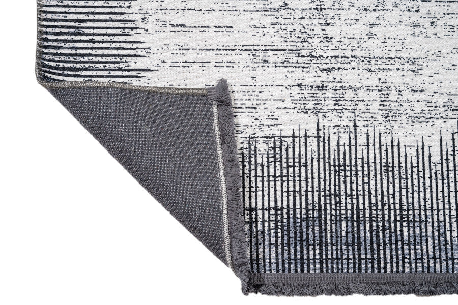 White Striped Area Rug – Soft Cotton Chenille Digital Print Carpet for Living Room