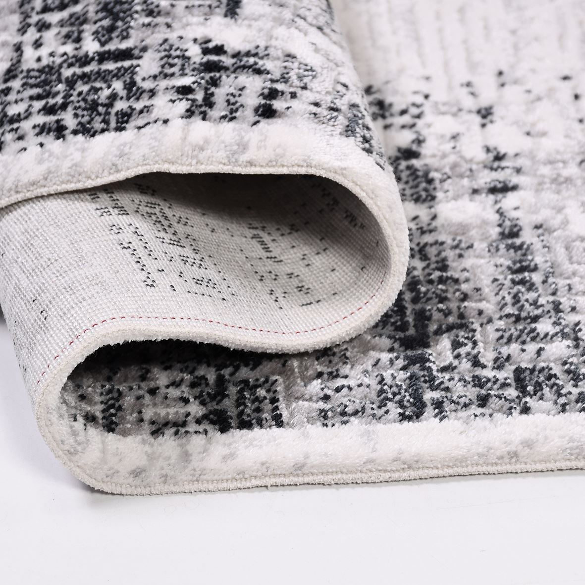 Grey Cotton Area Rug | Machine Woven Carpet – Non Slip Rug for Living Room Floors