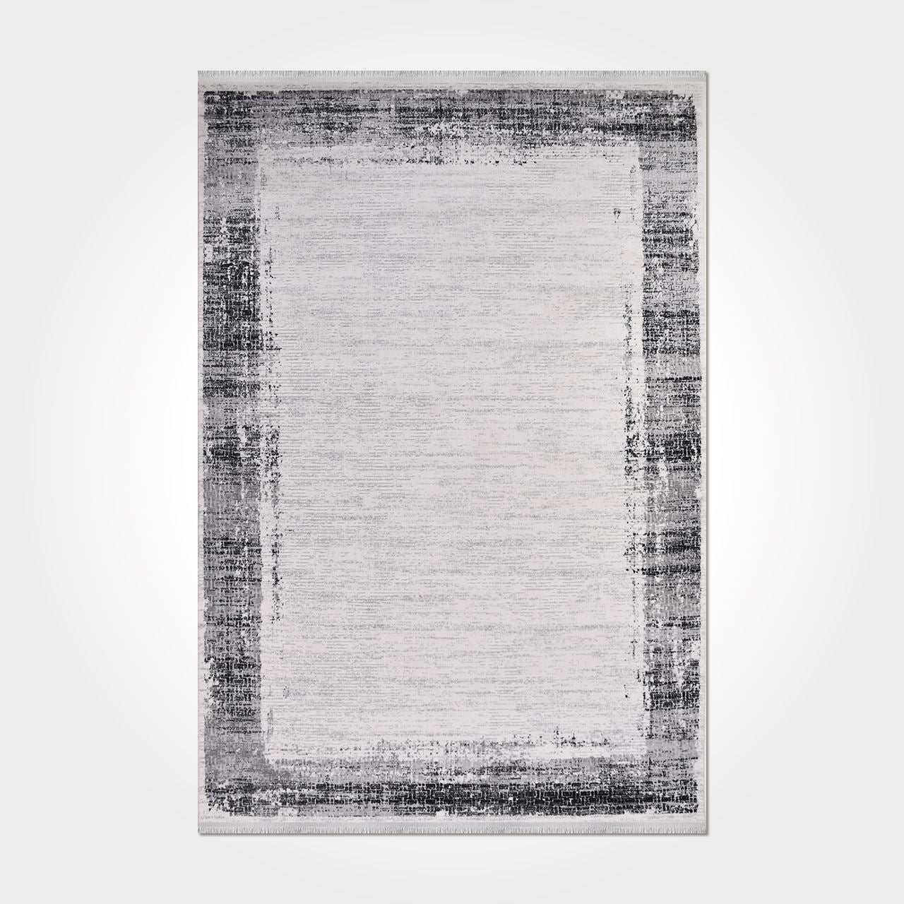 Grey Cotton Area Rug | Machine Woven Carpet – Non Slip Rug for Living Room Floors